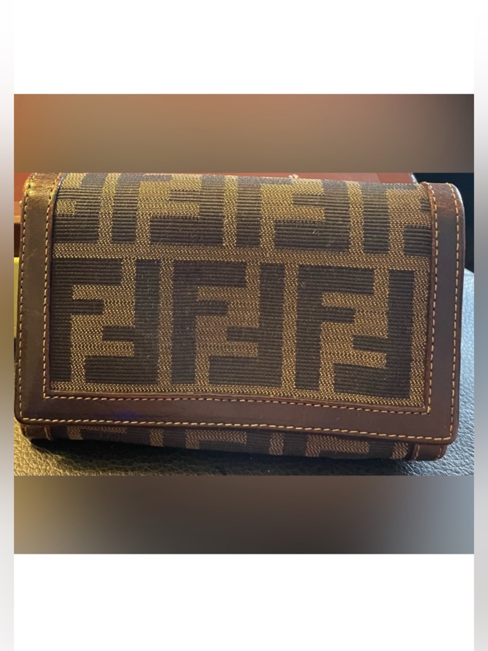 Fendi Brown and Tan FF Logo Wallet